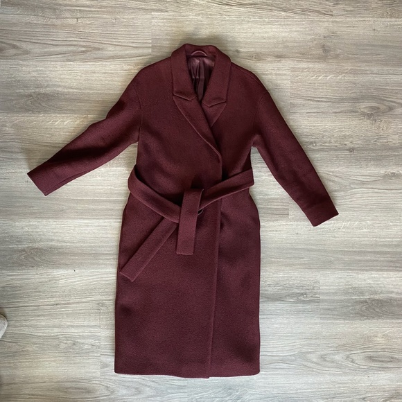 COS Belted Wool Coat in Burgundy - Picture 6 of 9